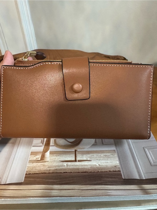 Handbags - Brown Women’s Checkbook Wallet Snap Closure, ID Window, Zipper Pocket